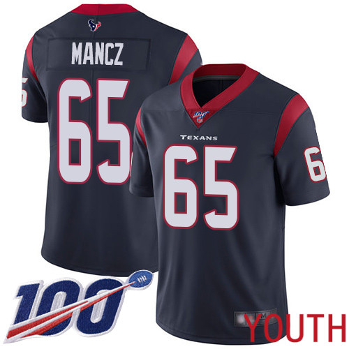Houston Texans Limited Navy Blue Youth Greg Mancz Home Jersey NFL Football #65 100th Season Vapor Untouchable